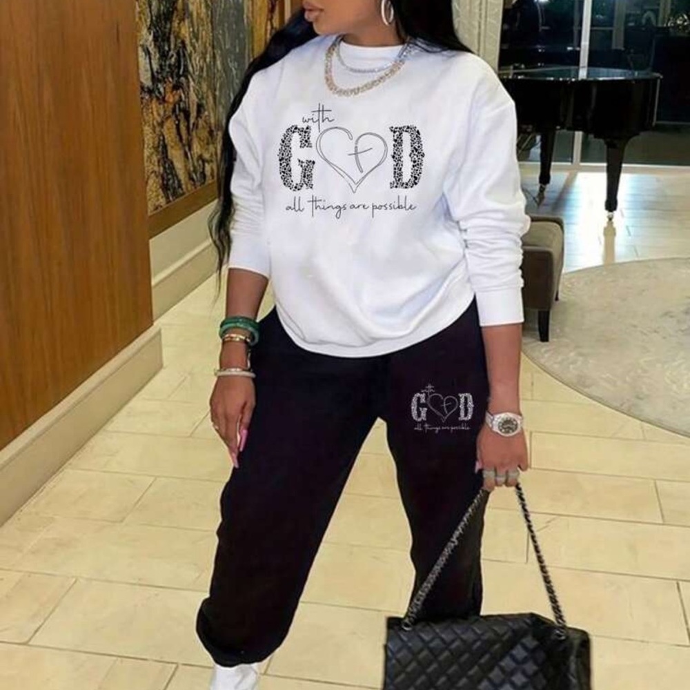 Women's Black  sweatshirt and sweatpants